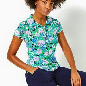 🦋 Lilly Pulitzer Frida Scallop Polo UPF 50 Spearmint XS NWT